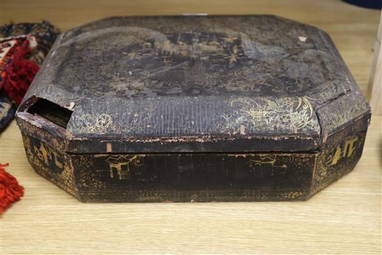 A 19th century Chinese export lacquer games box,